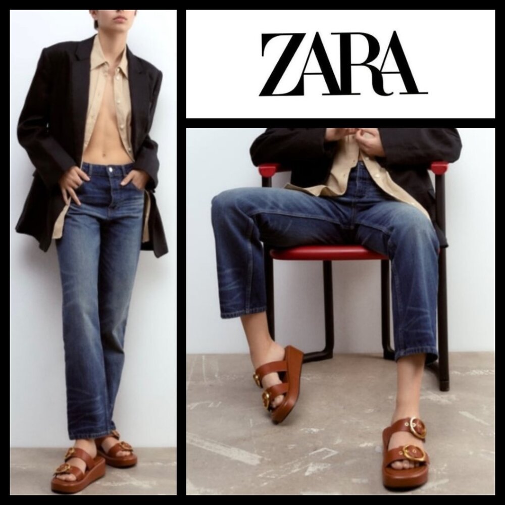 Zara Leather Platform Buckle Sandals - NWT - Picture 15 of 16